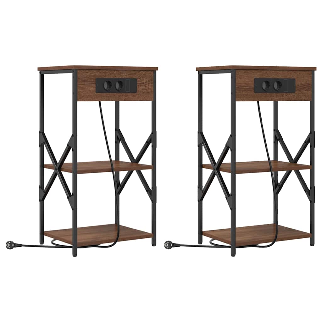 Nachttisch mit Regal 2 pcs Braun Eichen-Optik 41 x 31 x 76 cm