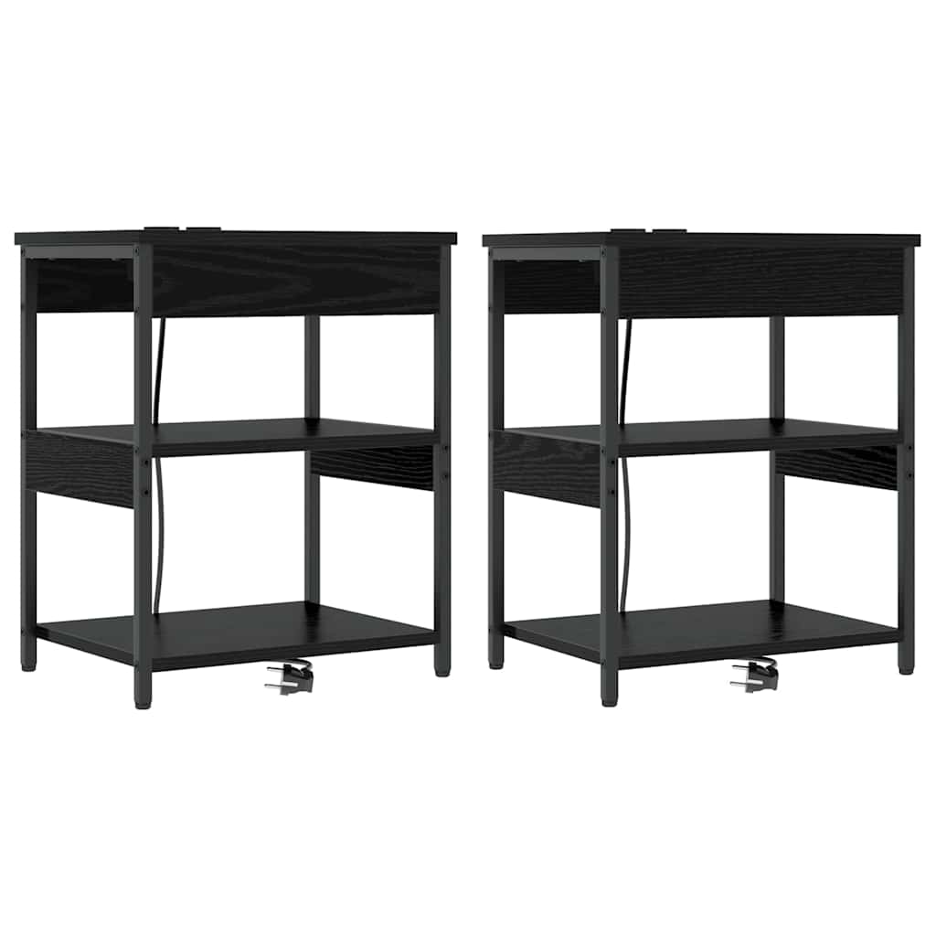Nachttisch 2 pcs Schwarz Eichen-Optik 41 x 31 x 51 cm