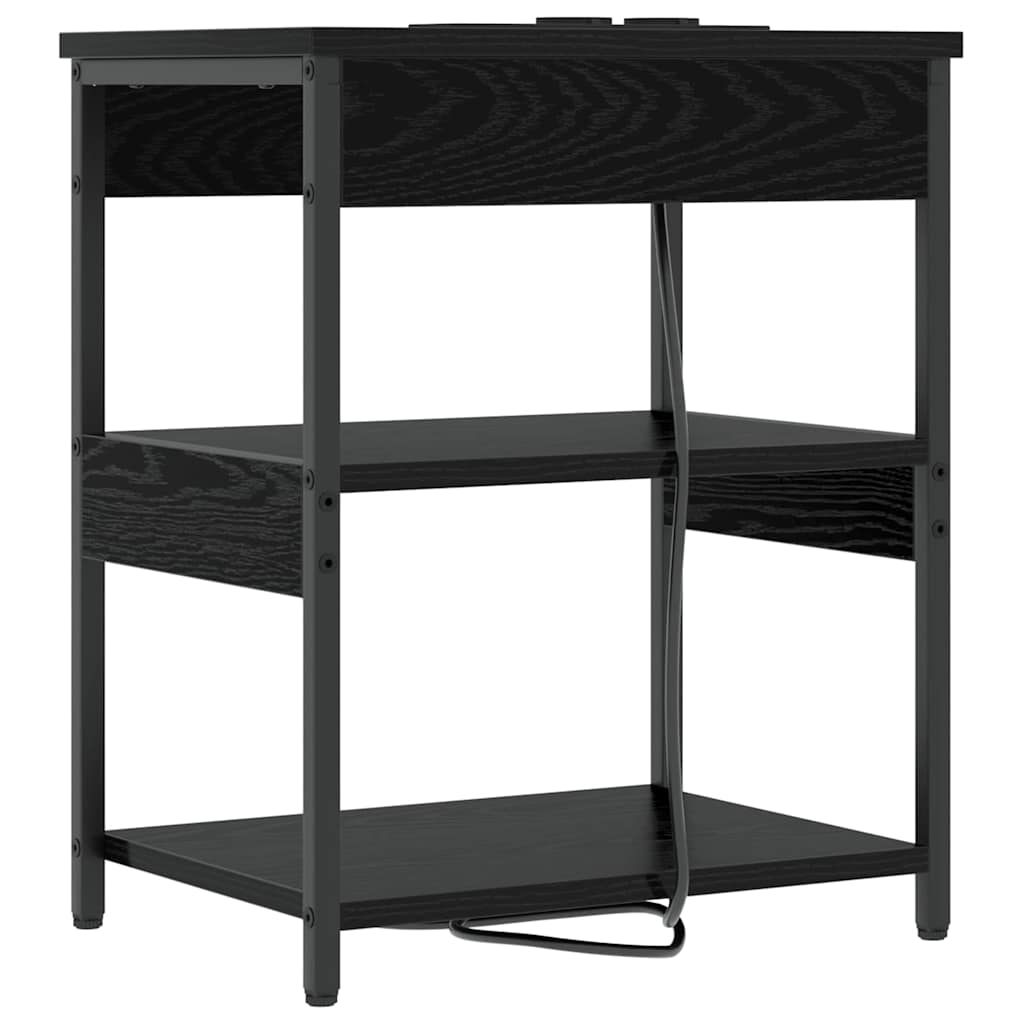 Nachttisch 2 pcs Schwarz Eichen-Optik 41 x 31 x 51 cm