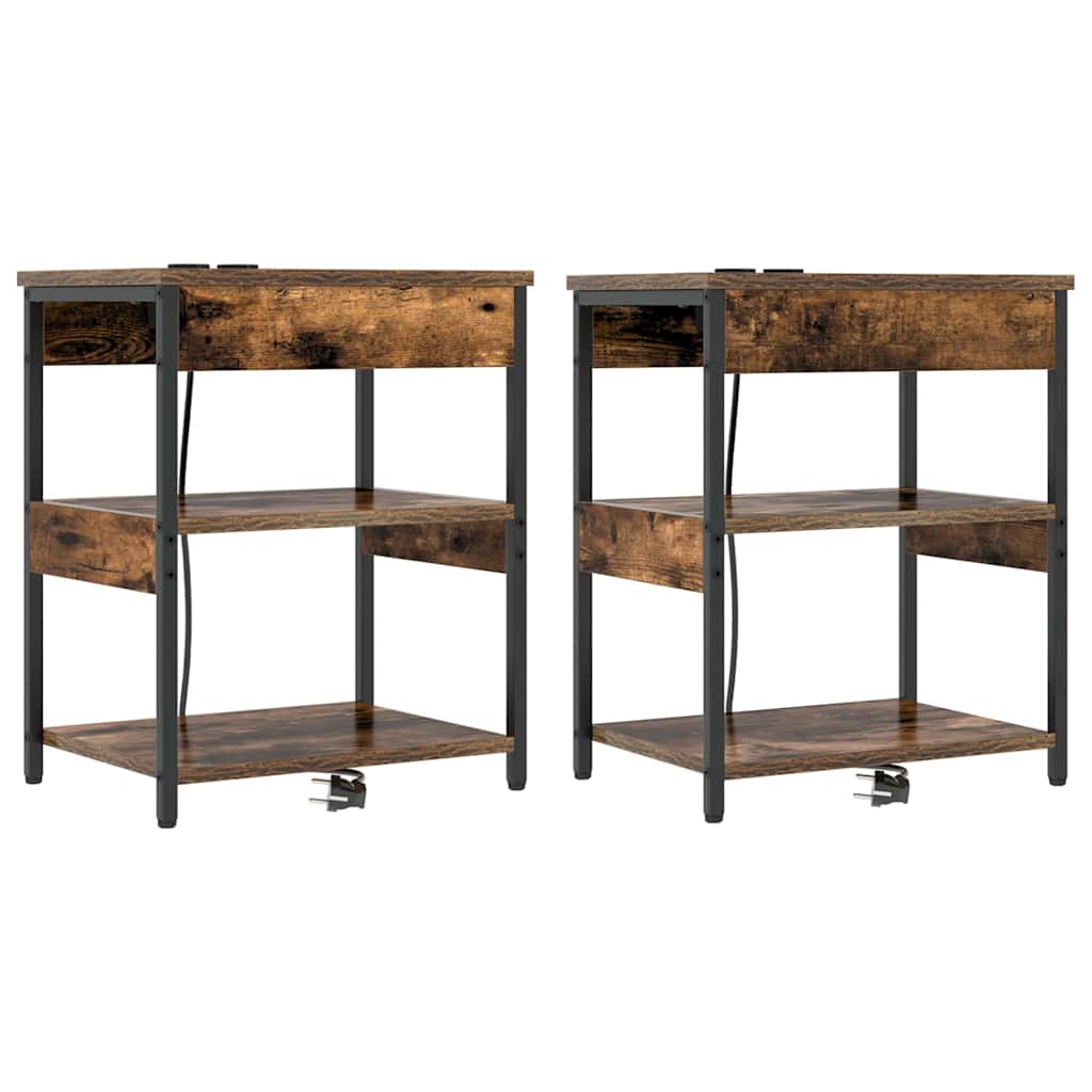 Nachttisch 2 pcs Geräucherte Eiche 41 x 31 x 51 cm