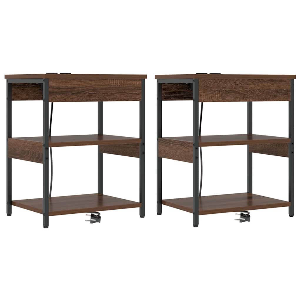 Nachttisch 2 pcs Braun Eichen-Optik 41 x 31 x 51 cm