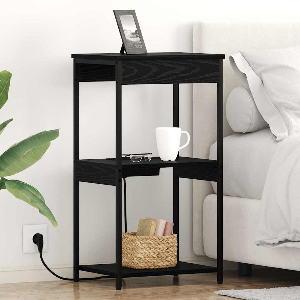 Nachttisch Schwarz Eichen-Optik 41 x 31 x 76 cm Holzwerkstoff
