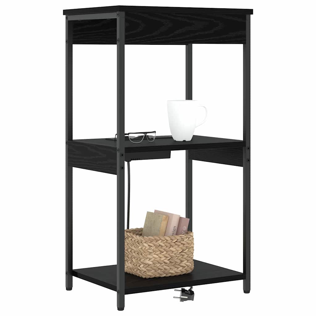 Nachttisch Schwarz Eichen-Optik 41 x 31 x 76 cm Holzwerkstoff