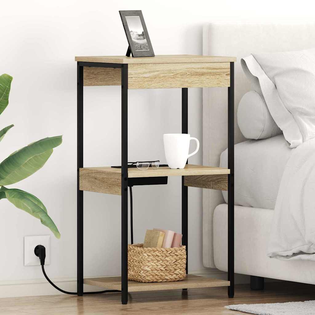 Nachttisch mit Regal Sonoma-Eiche 41 x 31 x 76 cm Holzwerkstoff
