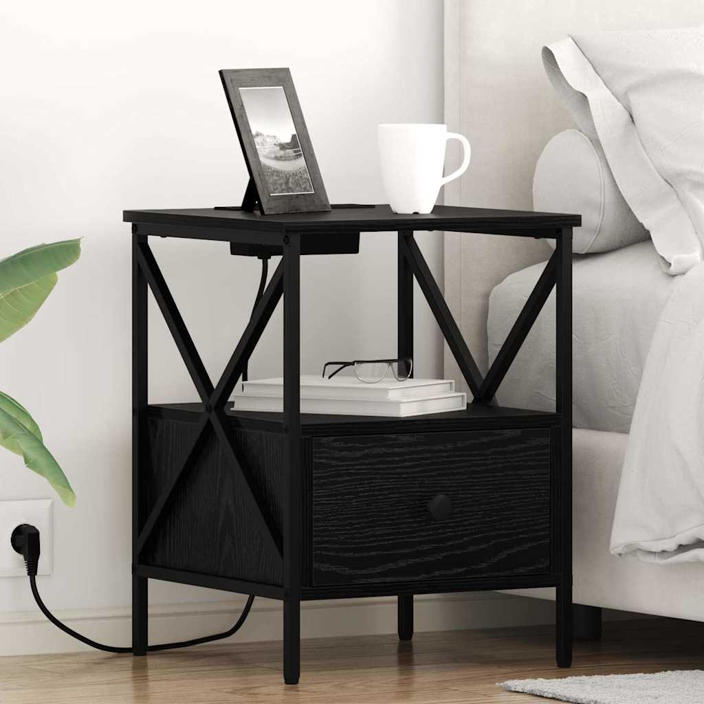Nachttisch 2 pcs Schwarz Eichen-Optik 41,5 x 40,5 x 55 cm