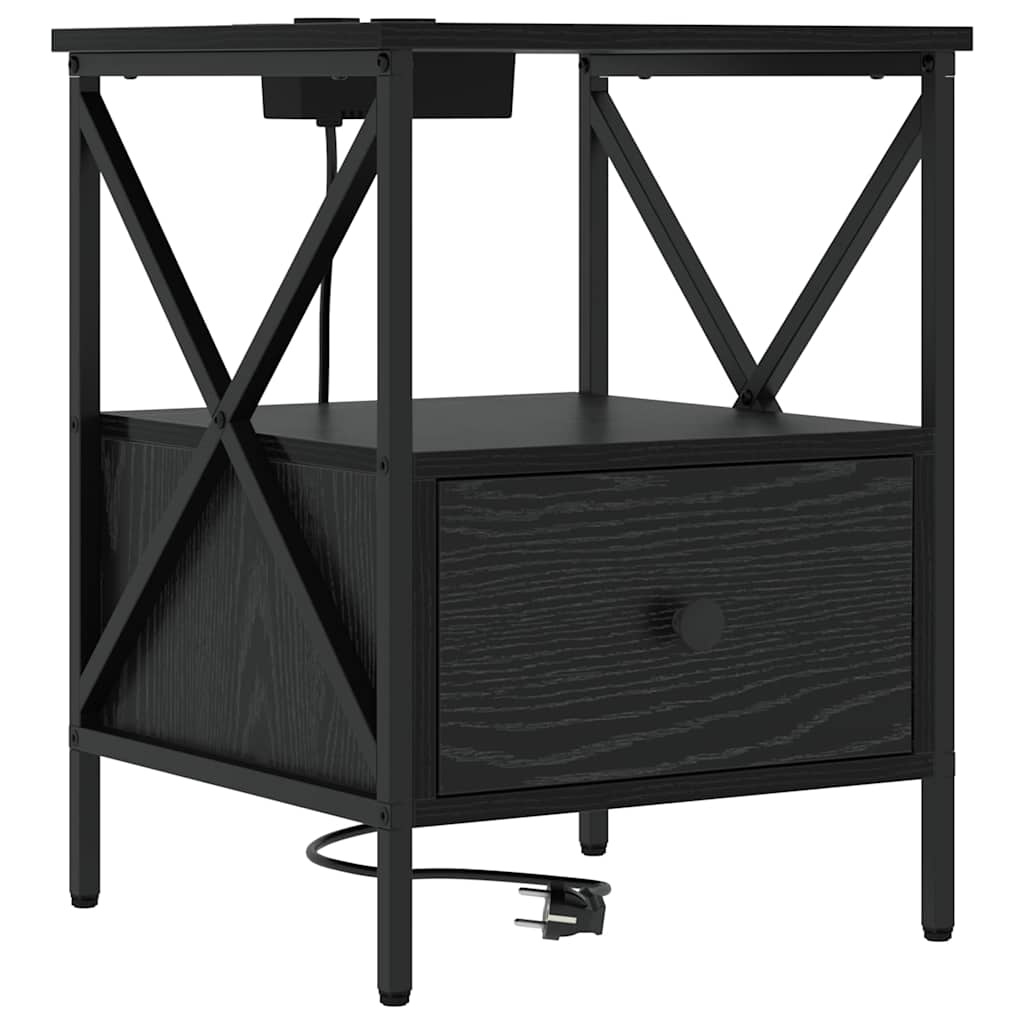 Nachttisch 2 pcs Schwarz Eichen-Optik 41,5 x 40,5 x 55 cm