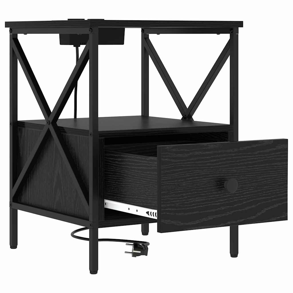 Nachttisch 2 pcs Schwarz Eichen-Optik 41,5 x 40,5 x 55 cm