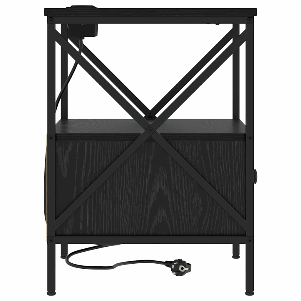 Nachttisch 2 pcs Schwarz Eichen-Optik 41,5 x 40,5 x 55 cm