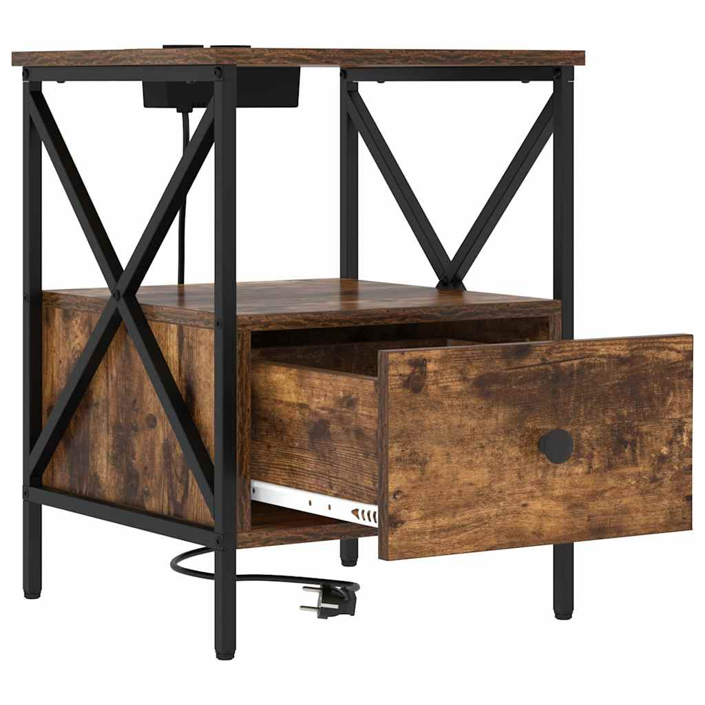 Nachttisch 2 pcs Geräucherte Eiche 41,5 x 40,5 x 55 cm
