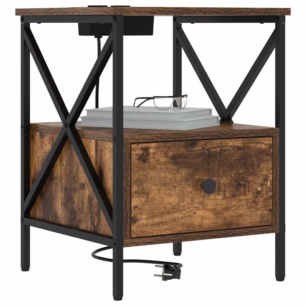 Nachttisch 2 pcs Geräucherte Eiche 41,5 x 40,5 x 55 cm