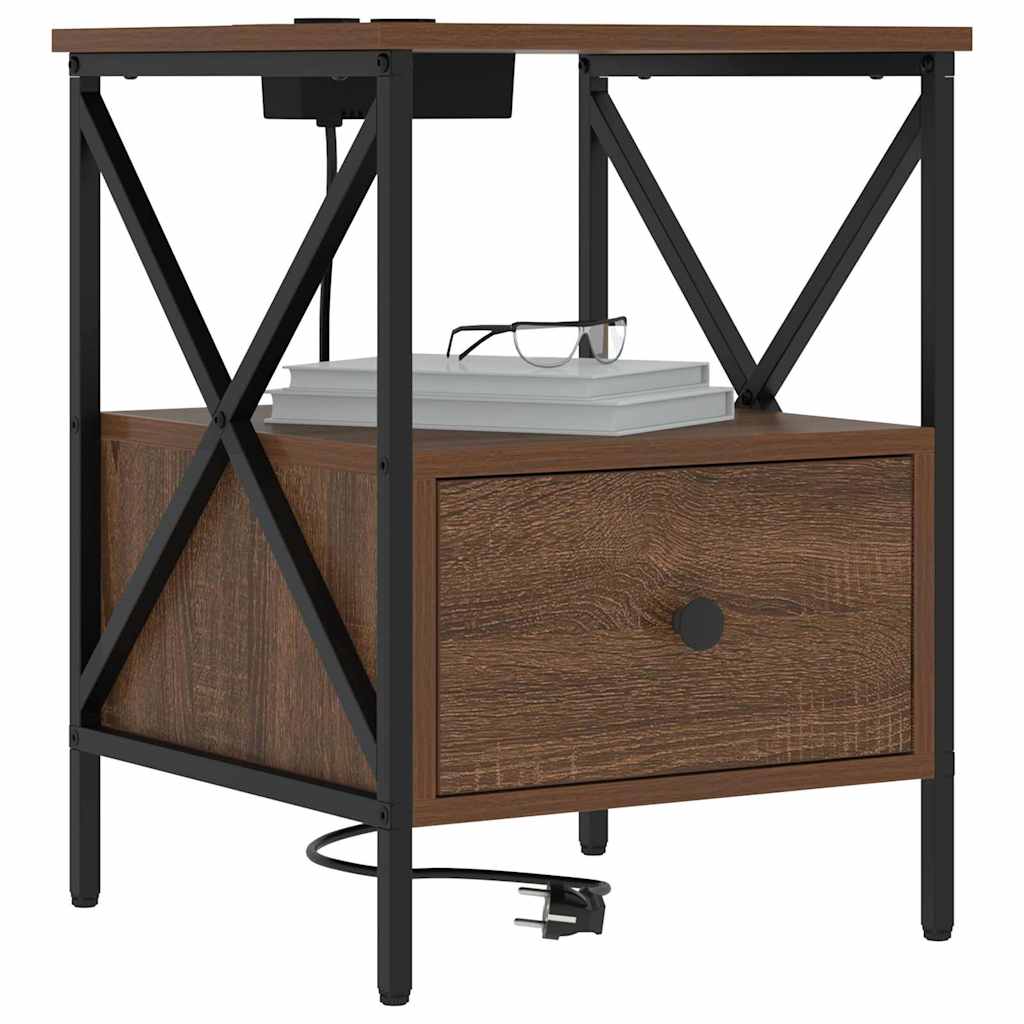 Nachttisch 2 pcs Braun Eichen-Optik 41,5 x 40,5 x 55 cm