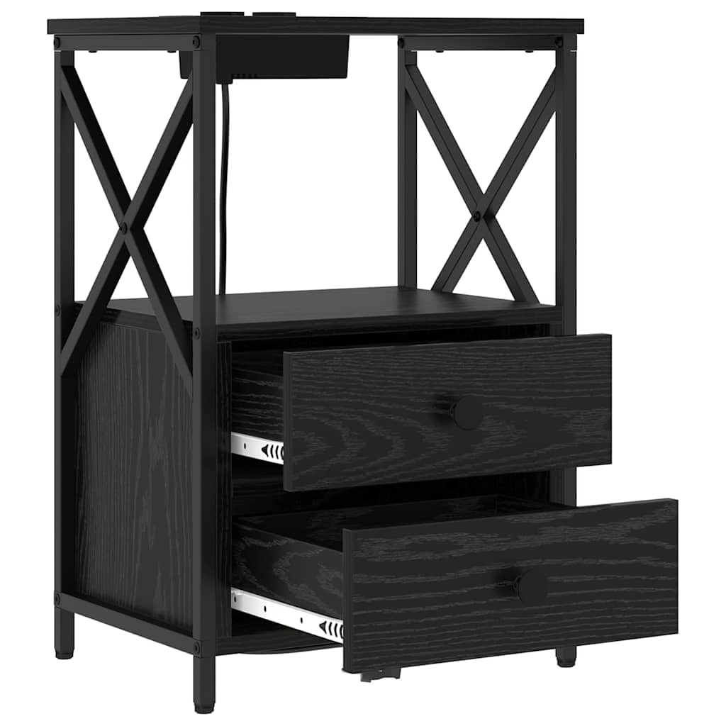 Nachttisch Schwarz Eichen-Optik 40 x 31 x 60 cm Holzwerkstoff