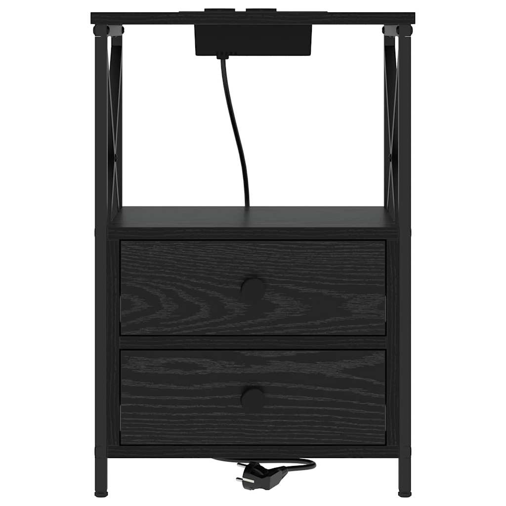 Nachttisch Schwarz Eichen-Optik 40 x 31 x 60 cm Holzwerkstoff
