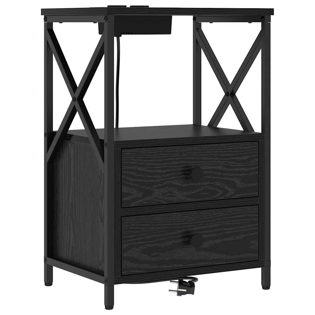 Nachttisch 2 pcs Schwarz Eichen-Optik 40 x 31 x 60 cm
