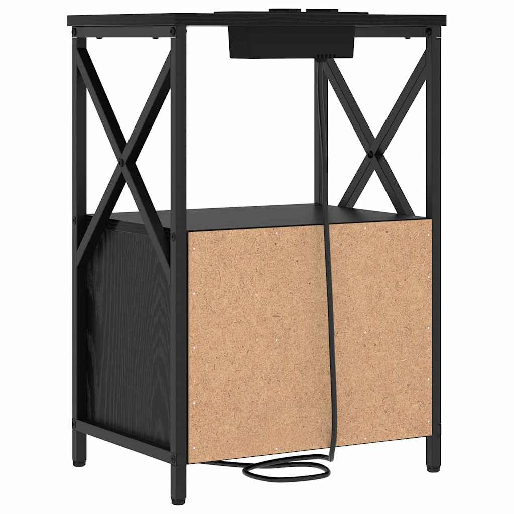 Nachttisch 2 pcs Schwarz Eichen-Optik 40 x 31 x 60 cm