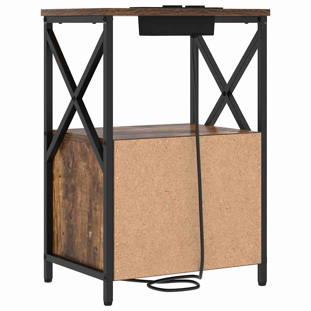 Nachttisch mit Speicher 2 pcs Geräucherte Eiche 40 x 31 x 60 cm