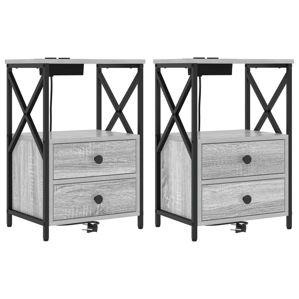 Nachttisch 2 pcs Graues Sonoma 40 x 31 x 60 cm Holzwerkstoff