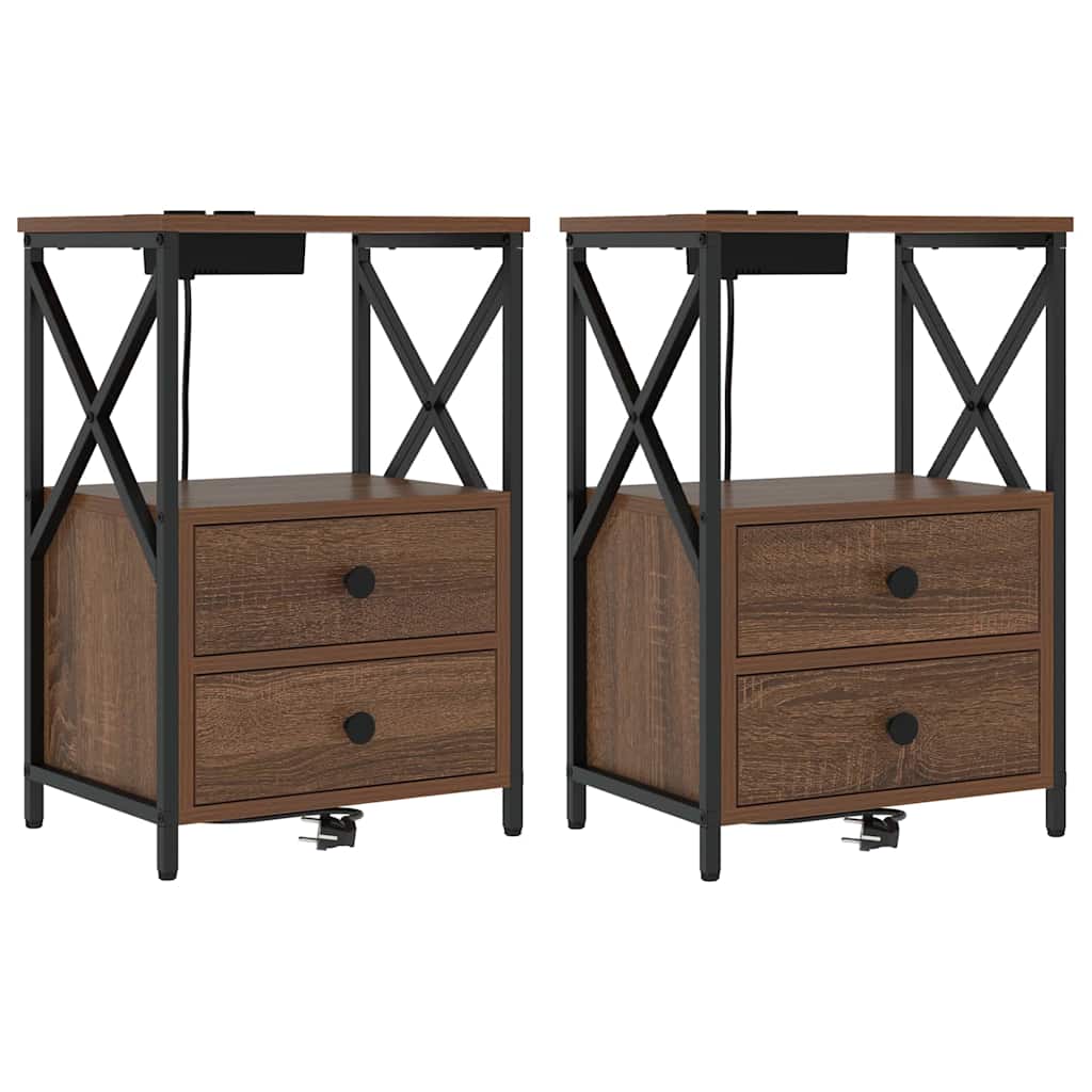Nachttisch 2 pcs Braun Eichen-Optik 40 x 31 x 60 cm
