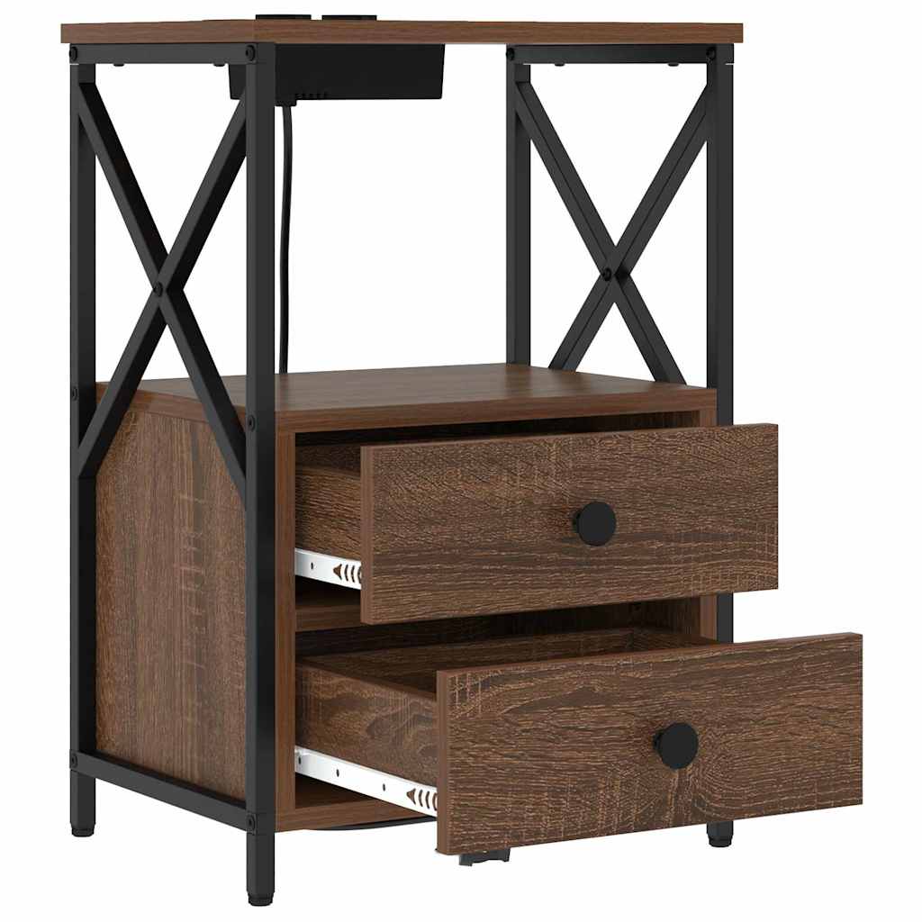 Nachttisch 2 pcs Braun Eichen-Optik 40 x 31 x 60 cm