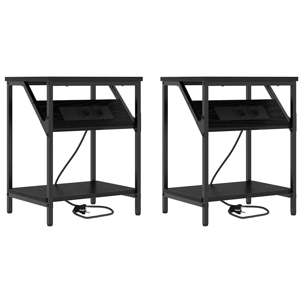 Nachttisch 2 pcs Schwarz Eichen-Optik 38 x 30 x 48 cm