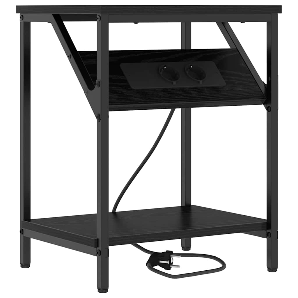 Nachttisch 2 pcs Schwarz Eichen-Optik 38 x 30 x 48 cm