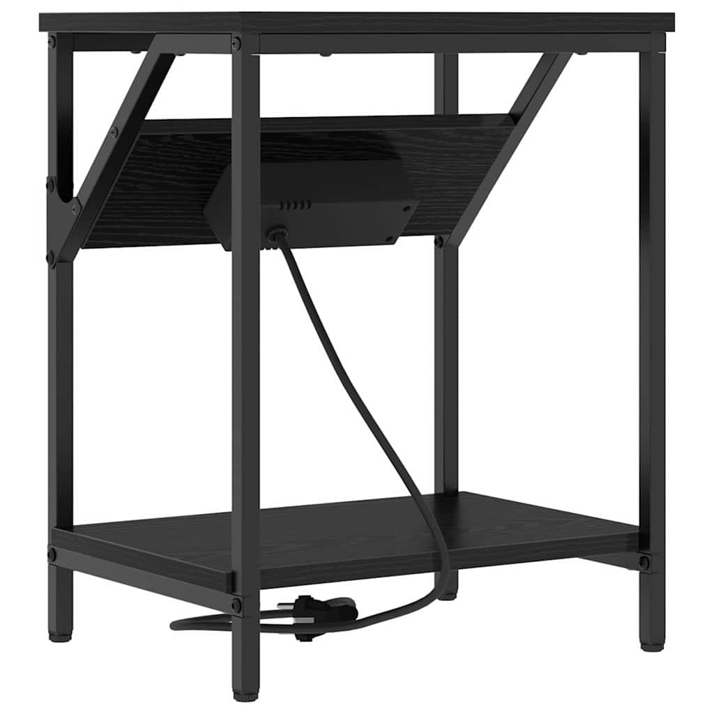 Nachttisch 2 pcs Schwarz Eichen-Optik 38 x 30 x 48 cm