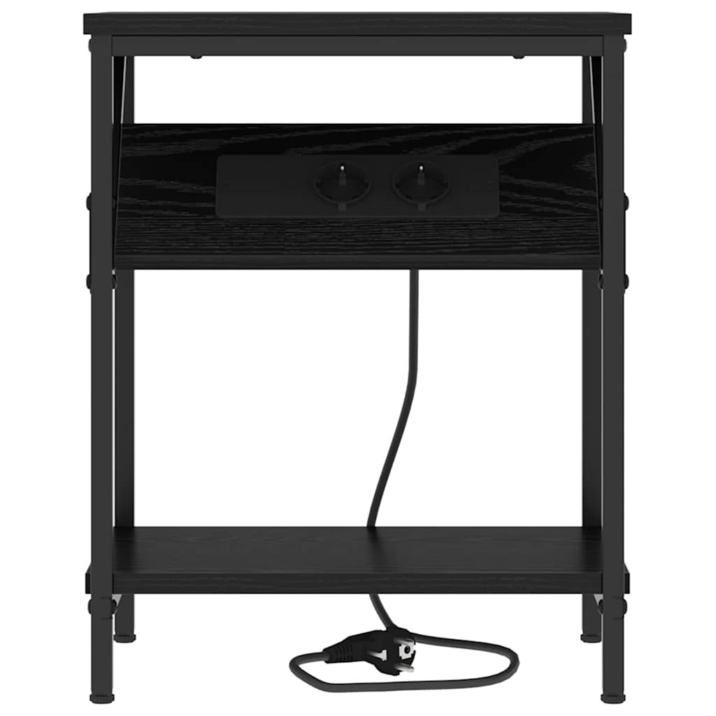 Nachttisch 2 pcs Schwarz Eichen-Optik 38 x 30 x 48 cm