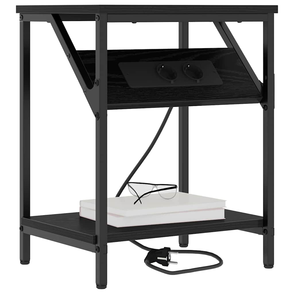 Nachttisch 2 pcs Schwarz Eichen-Optik 38 x 30 x 48 cm
