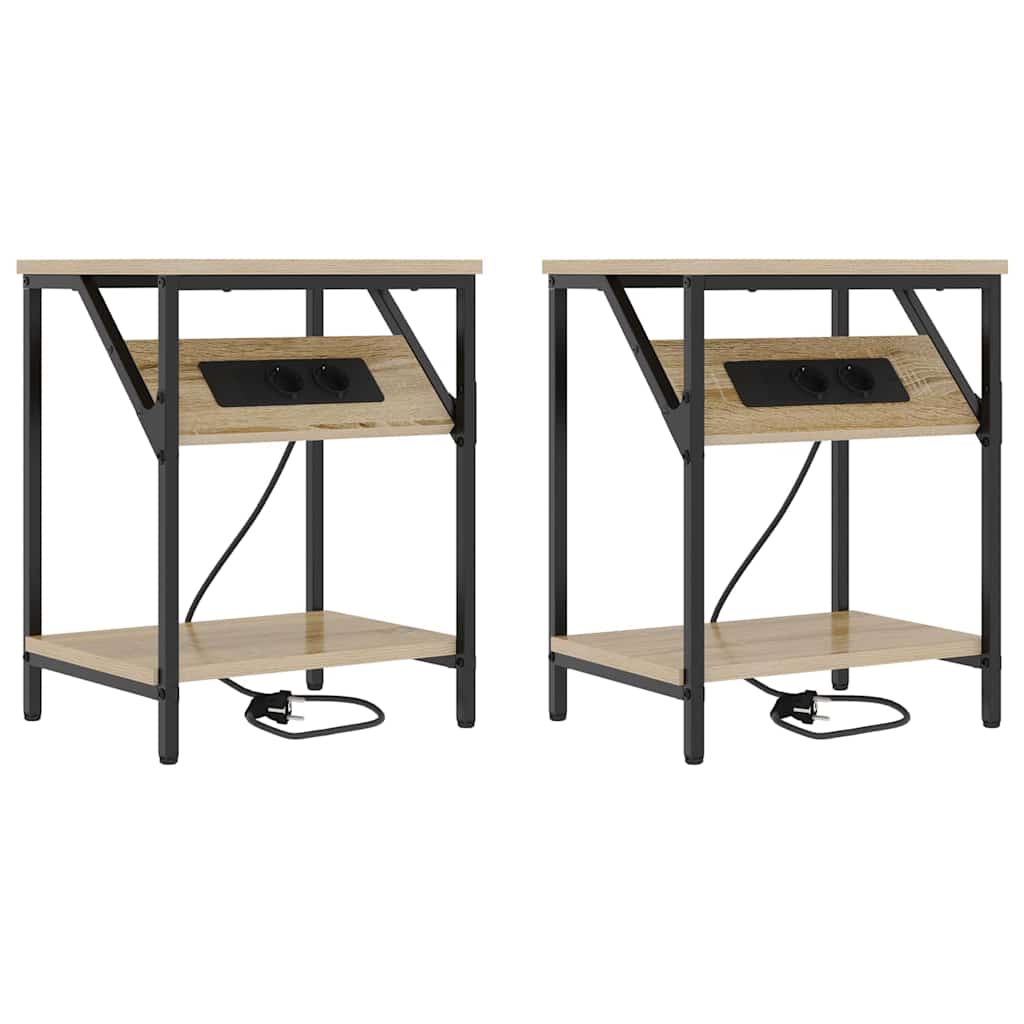 Nachttisch 2 pcs Sonoma-Eiche 38 x 30 x 48 cm Holzwerkstoff
