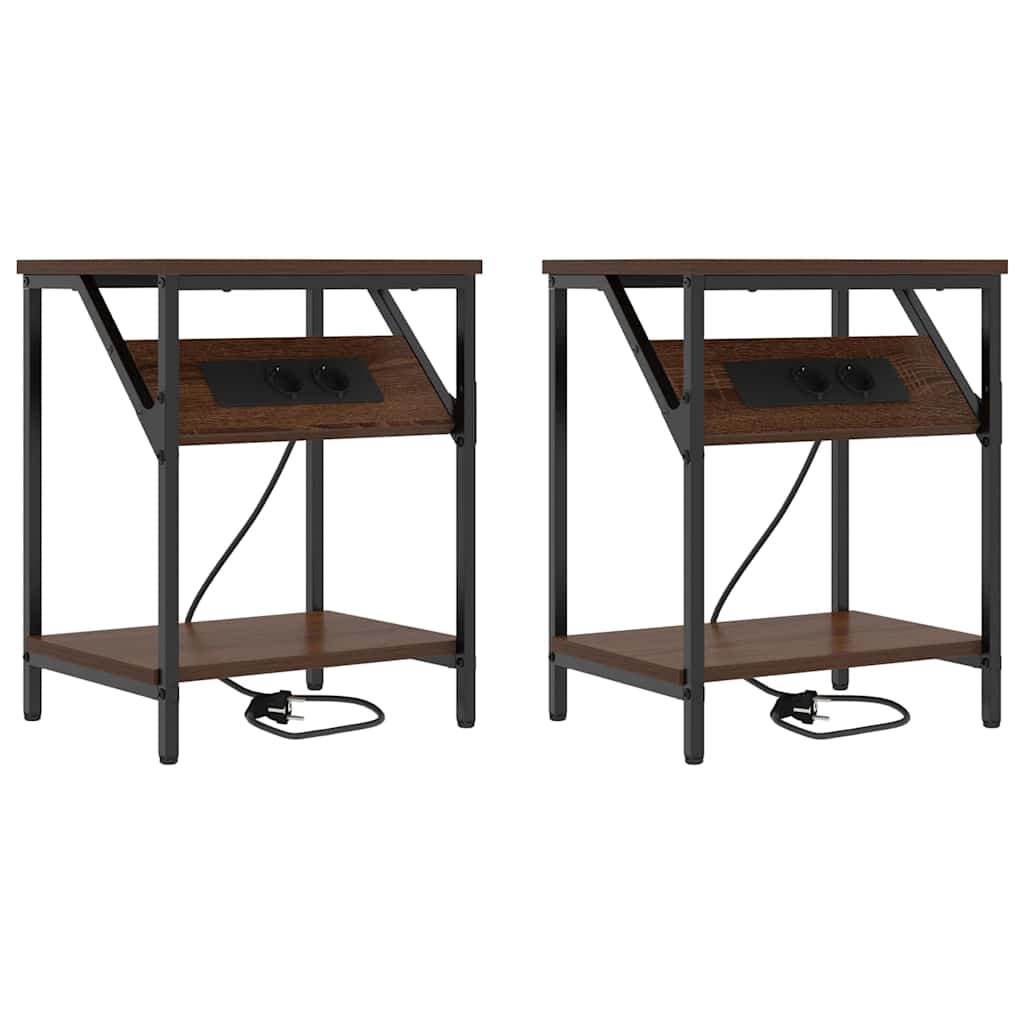 Nachttisch 2 pcs Braun Eichen-Optik 38 x 30 x 48 cm