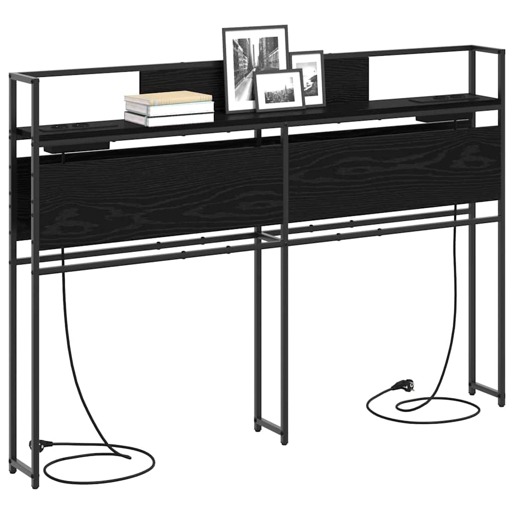 Stauraum-Kopfteil Schwarz Eichen-Optik Holzwerkstoff