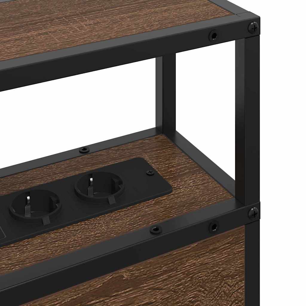 Stauraum-Kopfteil mit Speicher Braun Eichen-Optik Holzwerkstoff