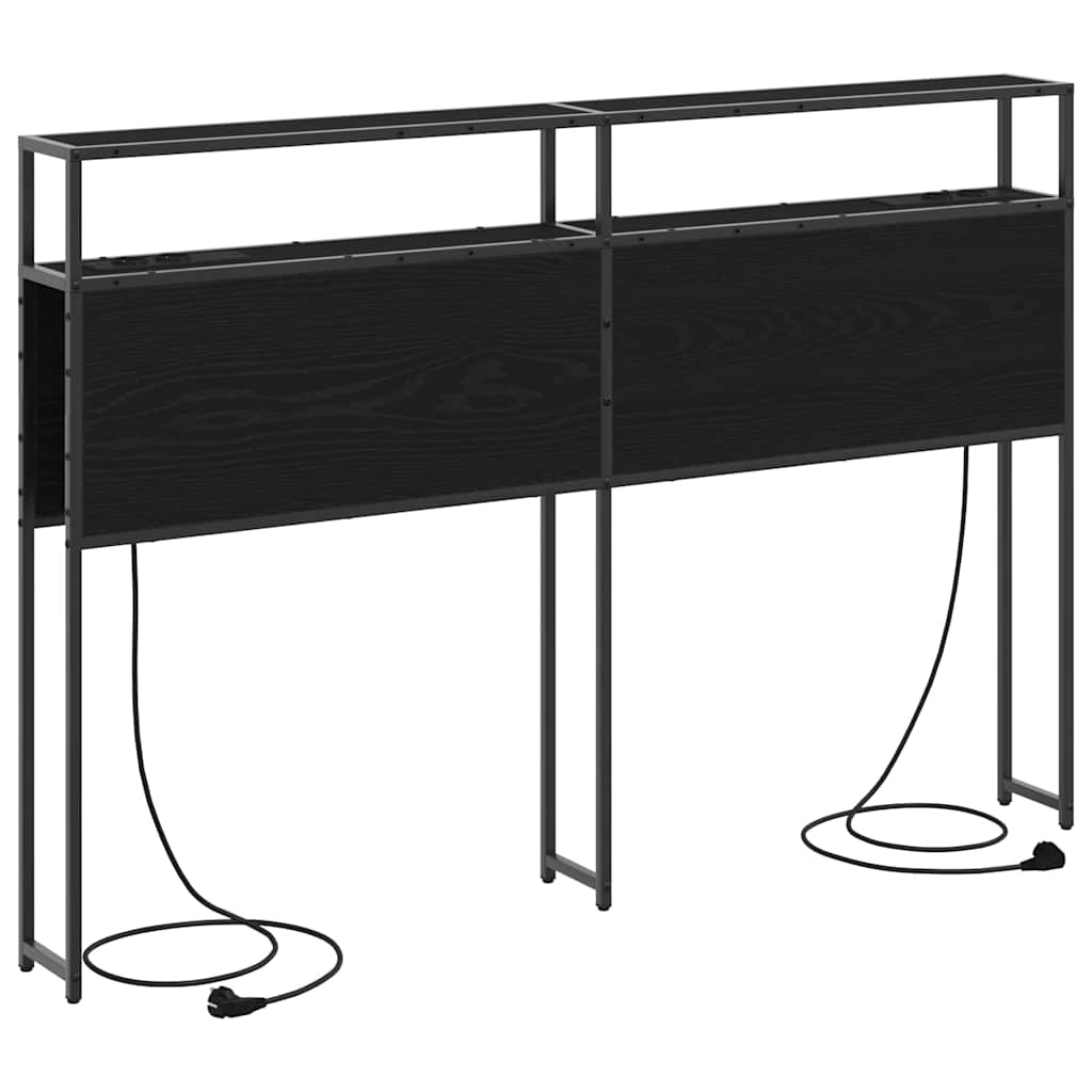 Stauraum-Kopfteil Schwarz Eichen-Optik Holzwerkstoff