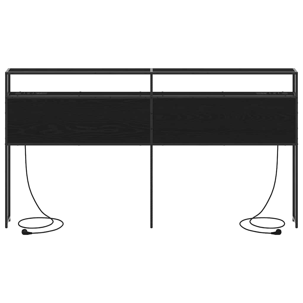 Stauraum-Kopfteil Schwarz Eichen-Optik Holzwerkstoff