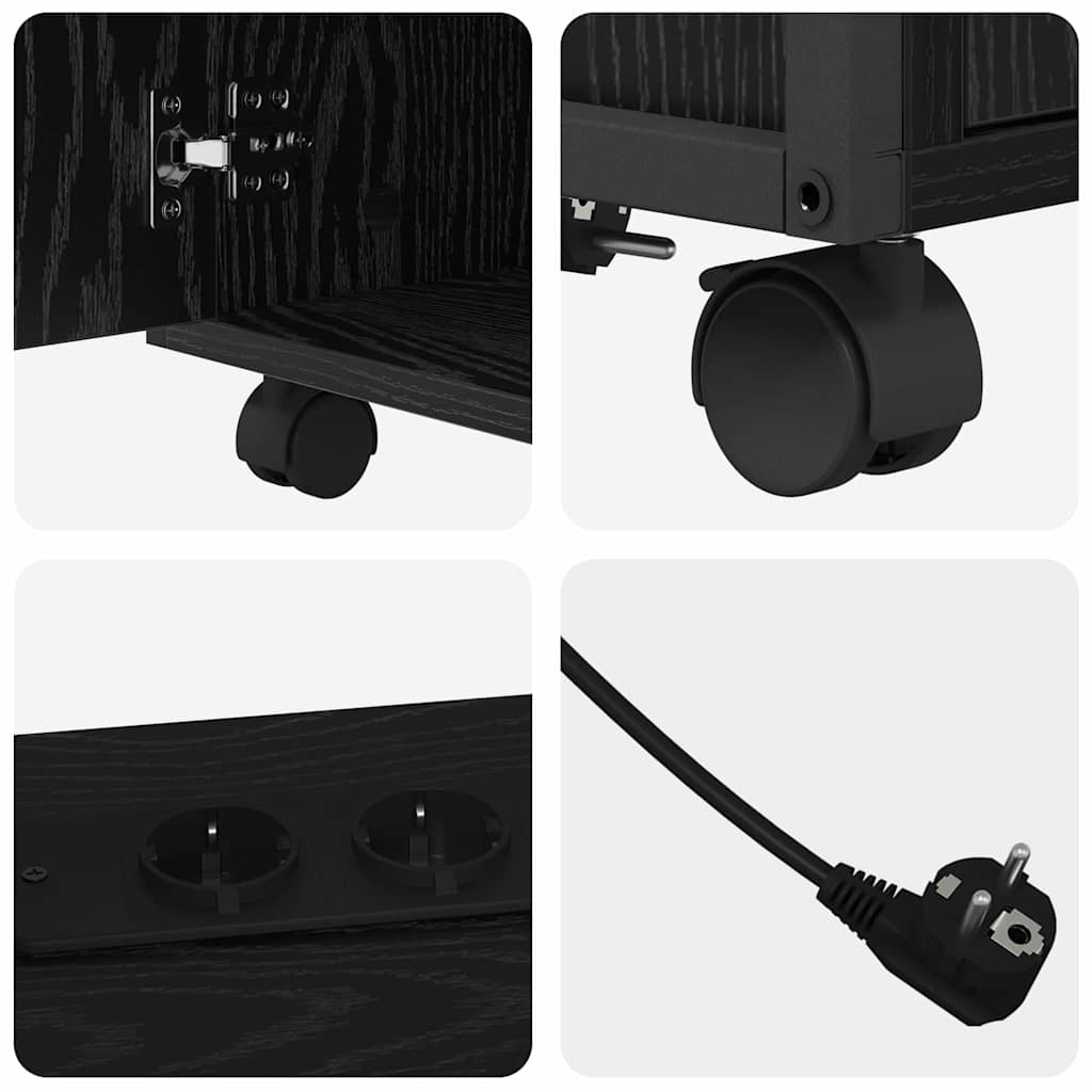 Schrank mit Ladestation Schwarz Eichen-Optik 61 x 46 x 67 cm