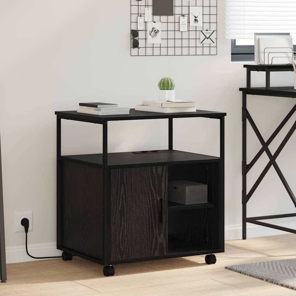 Schrank mit Ladestation Schwarz Eichen-Optik 61 x 46 x 67 cm