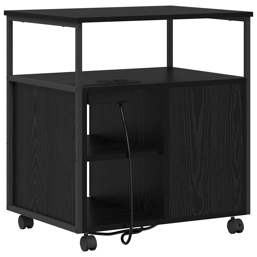 Schrank mit Ladestation Schwarz Eichen-Optik 61 x 46 x 67 cm