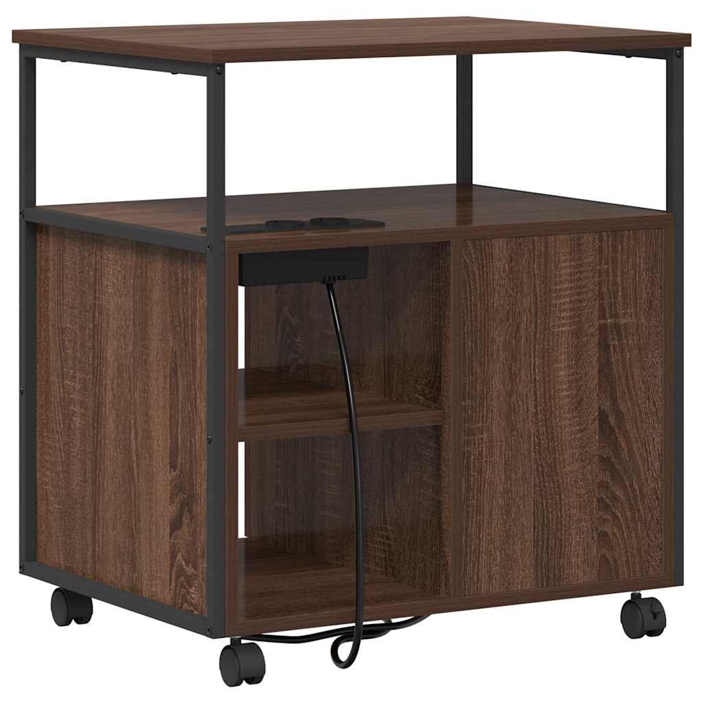 Schrank mit Ladestation Braun Eichen-Optik 61 x 46 x 67 cm