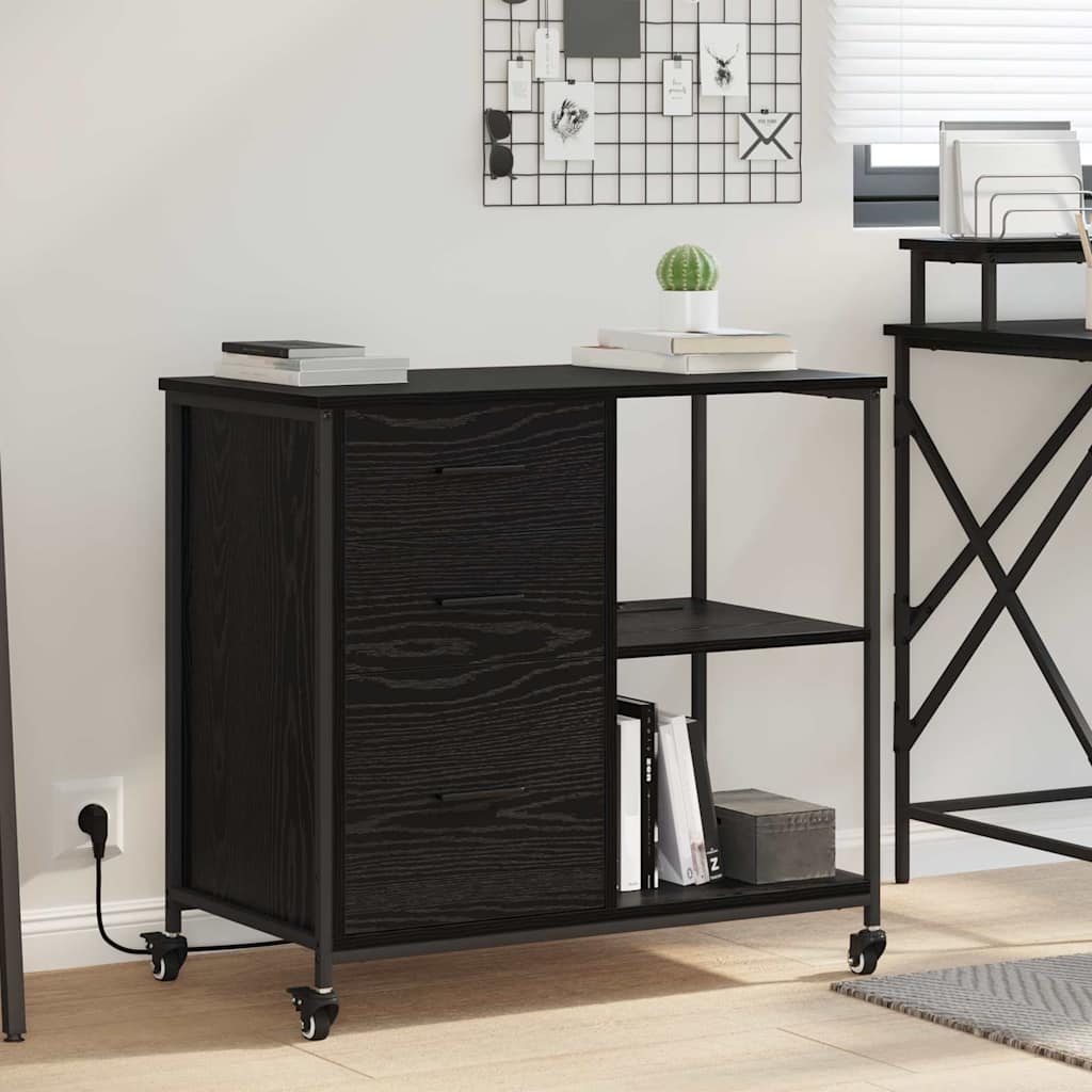 Schrank mit Ladestation Schwarz Eichen-Optik 76 x 41 x 72 cm