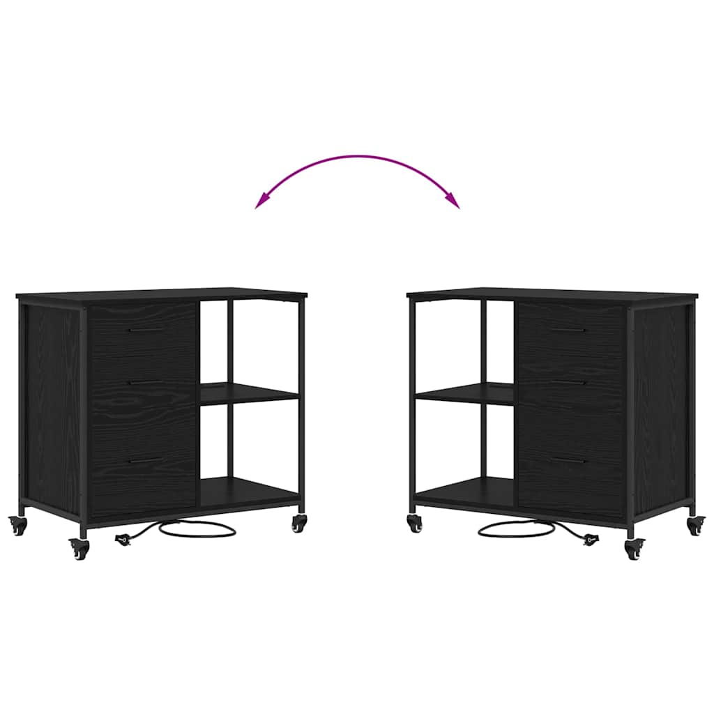Schrank mit Ladestation Schwarz Eichen-Optik 76 x 41 x 72 cm