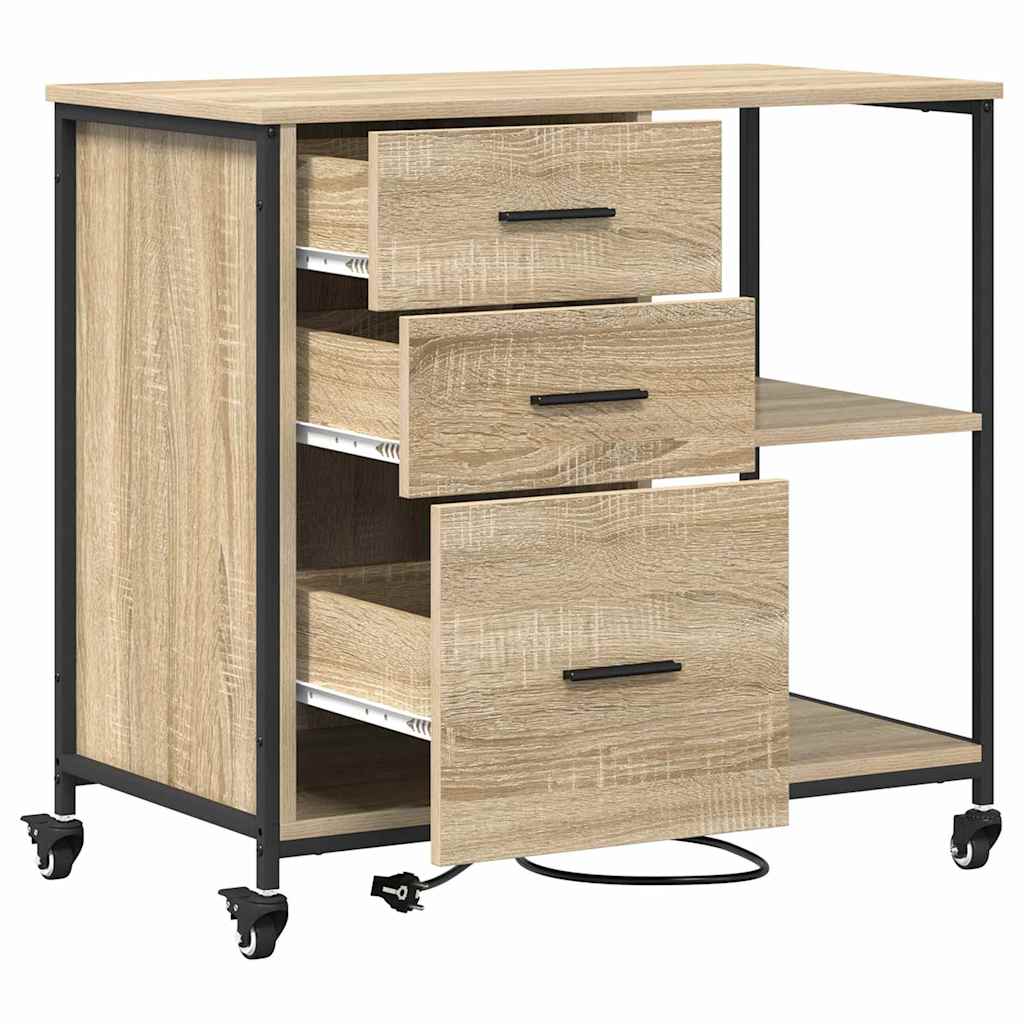 Schrank mit Ladestation Mit Rad Sonoma-Eiche 76 x 41 x 72 cm