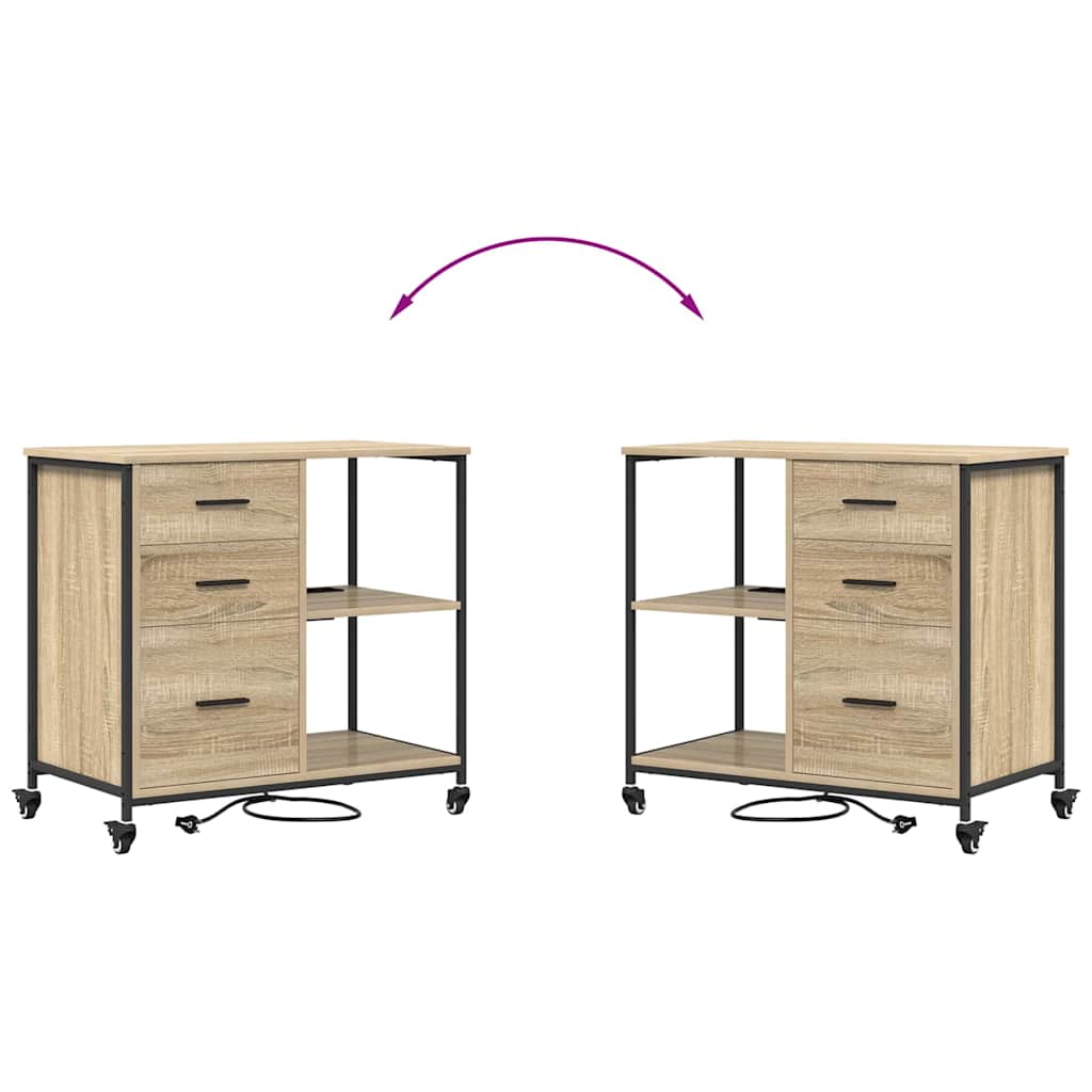 Schrank mit Ladestation Mit Rad Sonoma-Eiche 76 x 41 x 72 cm