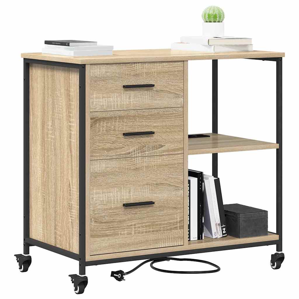 Schrank mit Ladestation Mit Rad Sonoma-Eiche 76 x 41 x 72 cm