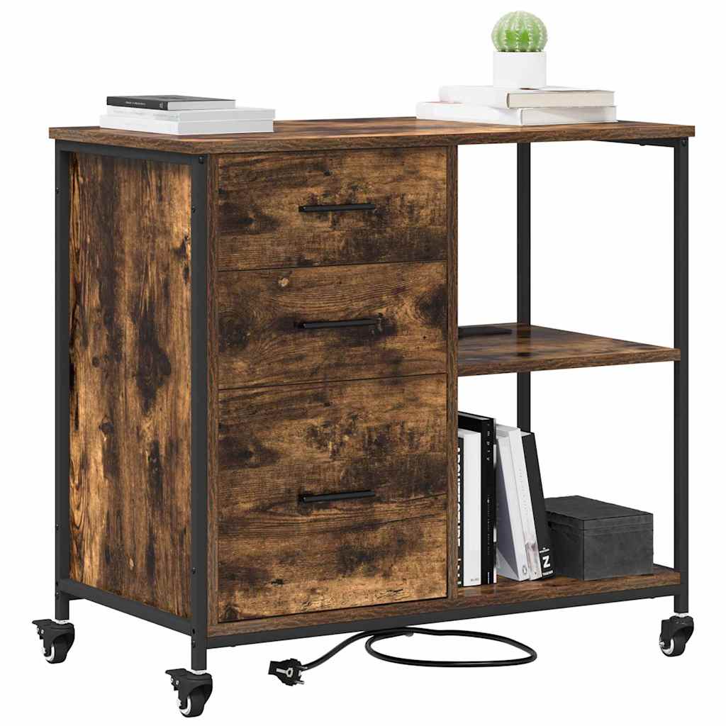 Schrank mit Ladestation Geräucherte Eiche 76 x 41 x 72 cm