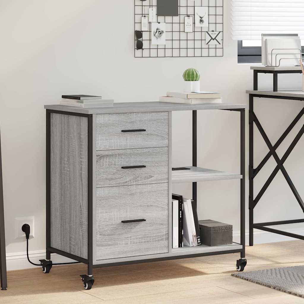 Schrank mit Ladestation Mit Rad Graues Sonoma 76 x 41 x 72 cm