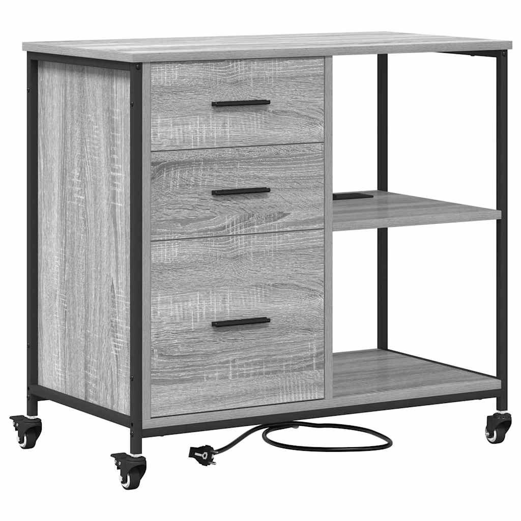 Schrank mit Ladestation Mit Rad Graues Sonoma 76 x 41 x 72 cm