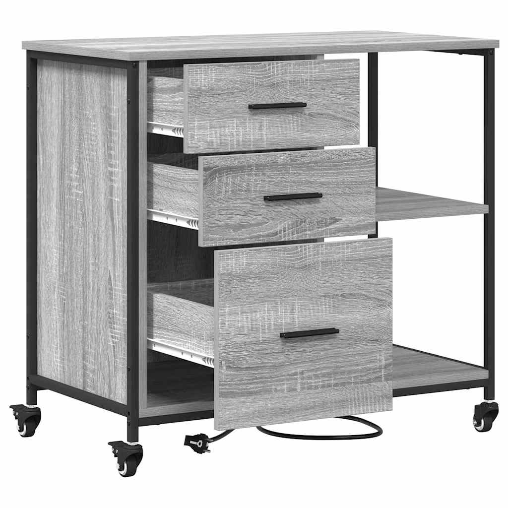 Schrank mit Ladestation Mit Rad Graues Sonoma 76 x 41 x 72 cm