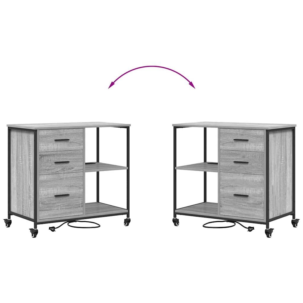 Schrank mit Ladestation Mit Rad Graues Sonoma 76 x 41 x 72 cm