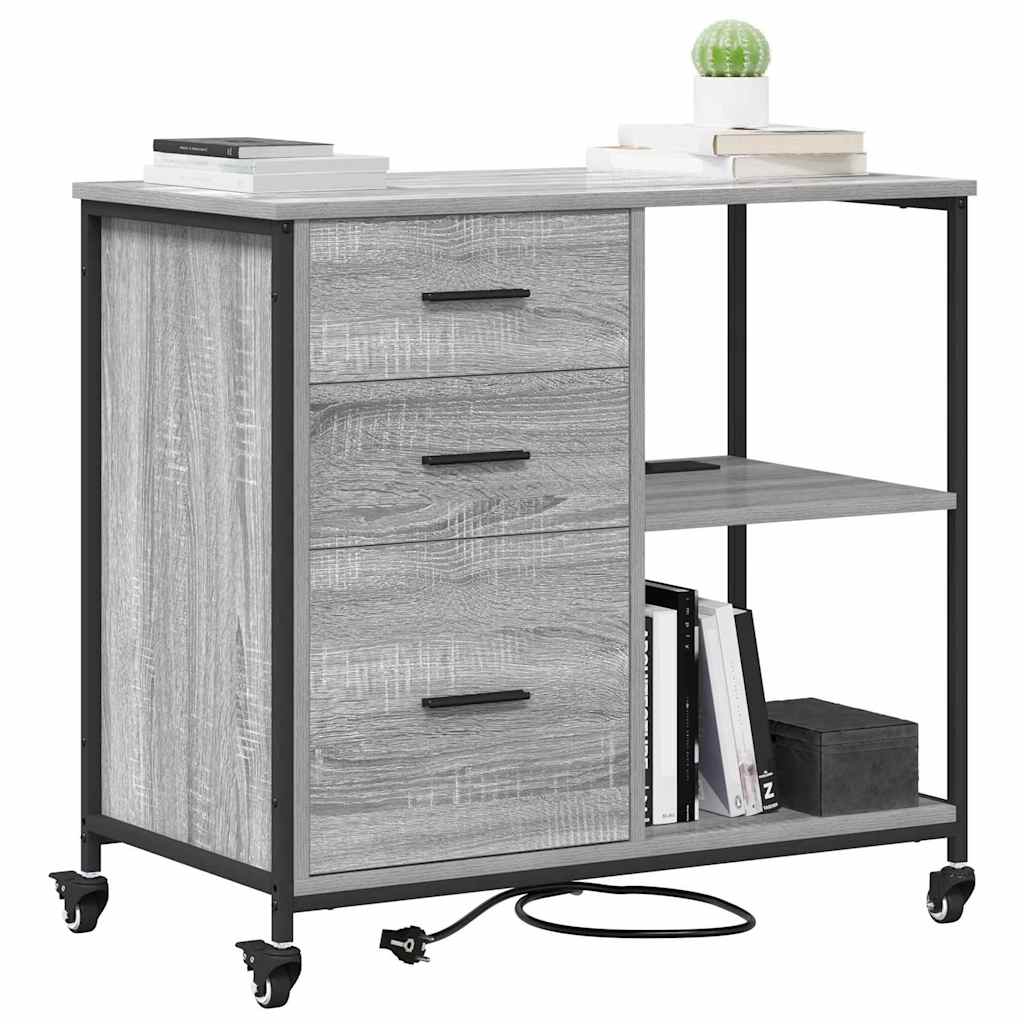 Schrank mit Ladestation Mit Rad Graues Sonoma 76 x 41 x 72 cm