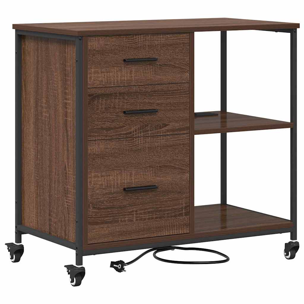 Schrank mit Ladestation Braun Eichen-Optik 76 x 41 x 72 cm